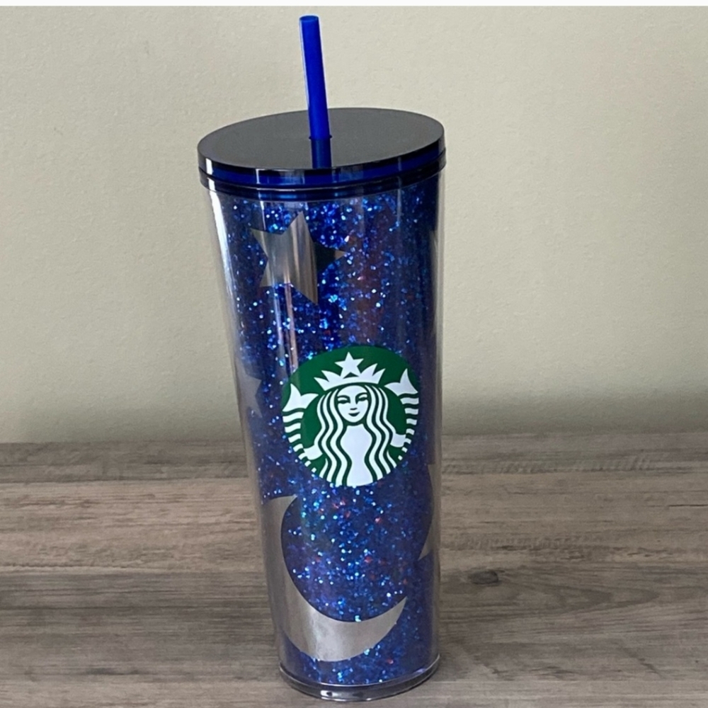 STARBUCKS Disney World Blue Sparkle Cold Cup Venti Tumbler.